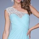 La Femme Light Blue One Shoulder Gown Photo 0