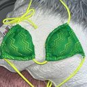 OP Lime Green Crochet Bikini Triangle Neon Yellow Straps Womens Small New Photo 0