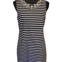 J.Crew NAVY Blue White Striped Embellished Sheath Short Casual Dress  Photo 0