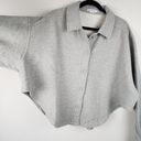 Good American  Fleece Cropped Shirt Jacket Shacket Grey Cotton Size 5/6 (2XL-3XL) Photo 7