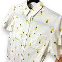 Rae Dunn NWT  Linen Rayon High Low Pineapple Print Short Sleeve Button Up - Small Photo 2