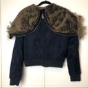 American Eagle  Outfitters Split Faux Fur Hood Bomber Jacket Photo 4