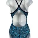 Nike  Womens 6 Swimsuit One Piece Blue Open Racerback Logo Photo 1