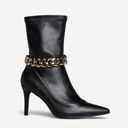 Shoedazzle Black Point Toe Bootie Stilleto Heels w/ Gold Chain NWT Size 8 Photo 7