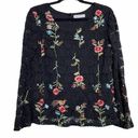 Solitaire  Black Floral Embroidery Lace Bell Sleeve Photo 0