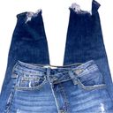 Risen Jeans Women Size 1 dark denim straight distressed high waisted girlfriend Photo 3