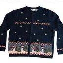 Croft & Barrow Ugly Christmas Sweater Vintage Large CROFT BARROW‎ Snowman  Blue Zip Photo 0