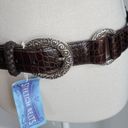 Brighton , New, Leather Stretch Brown Braided O-Ring Concho Belt, Size 34 Photo 1