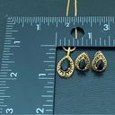 Onyx Vintage AVON Signed Key of Life Accent Black  Goldtone Necklace Earrings Set Photo 12