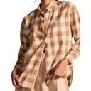 Maeve Anthropologie  XS Tan White Buffalo Checkered The Bennet Buttondown Shirt Photo 2