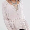 Free People  Coastline Waffle Knit Henley Peplum Long Sleeve Top Photo 0