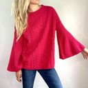 Umgee  fuchsia Pink Bell Sleeve Chunky Knit Sweater size L loose oversized barbie Photo 0