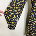 Tommy Hilfiger Moss Crepe Rose Dress 6 Black Yellow Ruffle Long Sleeve Floral Photo 6