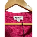 The Moon Day +  puff sleeve crochet knit hot pink knit cropped sweater Medium NEW Photo 3