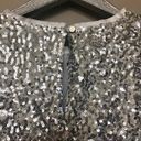 Something Navy  All Over Silver Sequin Long Sleeve Blouse Photo 4