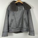 ZARA  Sherpa Double Face Jacket Buckle Biker Coat Size Medium Photo 4