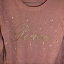 Holiday Time  Pink/White “Peace” Pullover Christmas Sweater S Photo 3