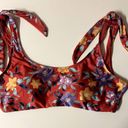 Modcloth  Red Floral Tie Strap Swim Suit Top Photo 4