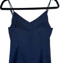 Lucy Paris  Womens Satin Flounce Hem V-Neck Slip Mini Dress S Navy Blue 4 NWT Photo 5