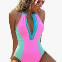 One Piece BIKINX Women  Bathing Suit Tummy Control Swimsuits High Neck Zip Front Monokini Photo 0