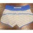 Lululemon  women's booty shorts blue shite striped lined gym running shorts sz 4 Photo 1