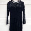 White House | Black Market Dress Sheath Black Tiered Lace Lace Sleeve Holiday Party Cocktail 6 WHBM Womens Photo 2