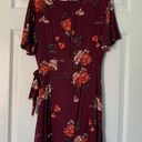 Xhilaration Maroon Wine Fall Autumn Floral Wrap Dress Sz M Photo 4