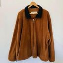 London Fog Vintage  Camel Brown Black Collar Fleece Jacket Coat Warm Minimal Photo 2