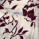 Ganni new -  Women's White Red Leaf Button-Down Long Sleeve Blouse (size M) Photo 6