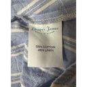 Draper James  Linen Blend Button Front Dress in Blue Stripe Size 6 Midi Dress Photo 6