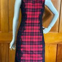 Chetta B Red Black Lumberjack Buffalo Plaid Lace Sheath Dress 2 Photo 0