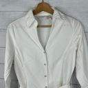 Harvé Benard Harve Benard Womens size Small Button Collared Tie 3/4 Sleeve Blouse Top White Photo 2