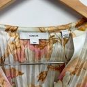 Vince  Blouse Size Medium Flora Crushed Long Sleeve Textured Satin Shirt V Neck Photo 3