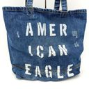 American Eagle  Outfitters Denim Tote Bag Classic Beach Travel School Bookbag Photo 2