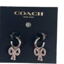 Coach  Antique Huggie Bow Earrings, Silver Tone, Pink Photo 3