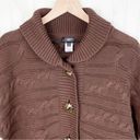 Talbots  Short Sleeve Cable Knit Shawl Collar Cardigan Sweater Brown Size 1X Photo 2