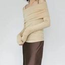 NWT  oak + fort pale khaki off shoulder top large Photo 0