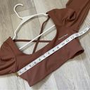 Peachy Bunz Strappy Backless Cropped Long Sleeve Workout Top Brown (Large) gym Photo 5