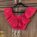 Revolve Lorane Red Ruffle Crop V Neck Top XS Photo 3