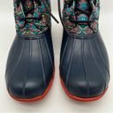 Sperry Saltwater Textile Navy Coral Aztec Print Snow Rain Duck Boots Women’s 8 Photo 7