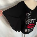 Betty Boop Universal Studios  Women Top Size Medium Bat Wing Foil Graphic Lip Photo 2