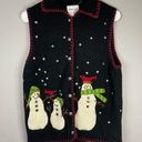 Coldwater Creek  Snowman Sweater Vest S Knit VTG 90s Button Front Wool Unisex Photo 0