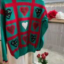 Jordache Vintage 90s  heart print green sweater Photo 2