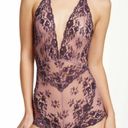 Free People  Lace Bodysuit Too Cute to Handle Plunge Lingerie Sexy, Purple XS Photo 4