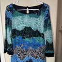 Laundry by Shelli Segal Laundry Shelli Segal Sheath Dress Long Sleeve Blue Green Floral Stretch Sz S Photo 1