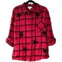 Style & Co  Red and Black Plaid Button Up Shirt with Sequin Stars Top Photo 0