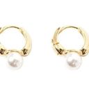 18k Gold Plated Pearl Hoop Earrings Photo 2