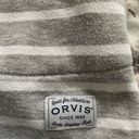 Orvis  women’s striped gray 1/4 zip logo pockets pullover sweatshirt, size M Photo 4