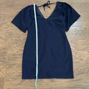 Trina Turk  Cape Sleeve V-Neck Tie Back Dress Navy Blue Size 12 NWOT Photo 3