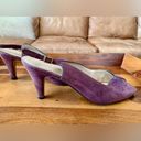 Salvatore Ferragamo Vintage  Purple Suede Sling Back Heels Photo 7